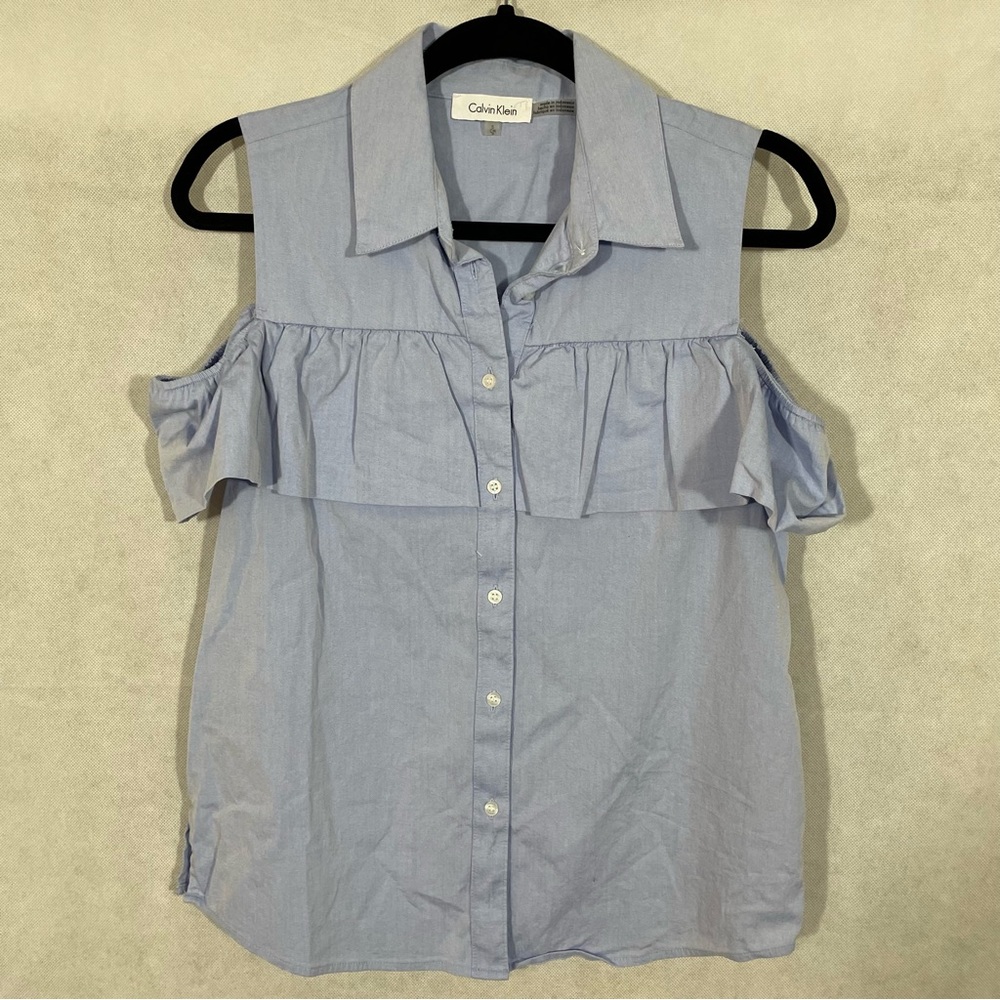 Calvin Klein Blue Cold Shoulder Top